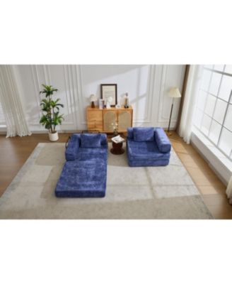 Compression Convertible Floor Sofa Bed Dark Blue