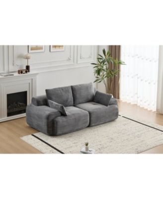 Modern Memory Foam 2-Seater Corduroy Sectional Sofa - Grey