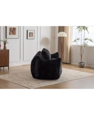 Giant Black Bean Bag Couch - Fluffy Loveseat Sofa