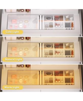 Vanity Desk with Lighted Mirror, USB Power, Drawers & Cabinet (White)