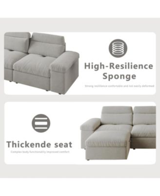 Modular Down & Linen Sofa with Adjustable Back & Storage