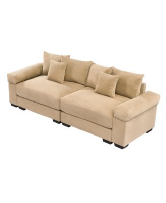Oversized Cloud Modular Sectional Couch, Corduroy, Wide Armrests, Camel