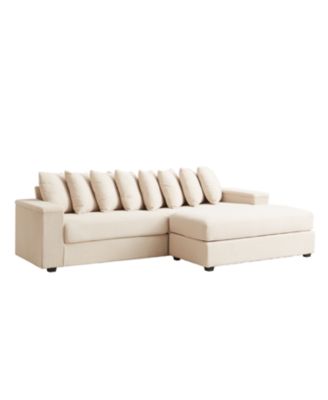 Corduroy L-Shaped Sectional Sofa with Chaise & Storage