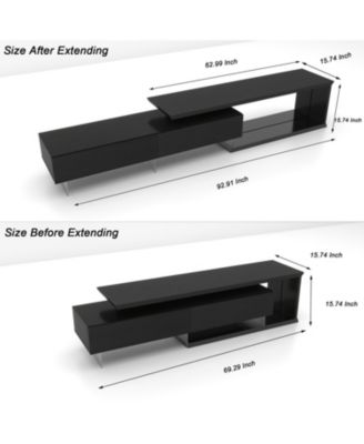 Streamdale TV Console with Storage Extendable LED TV Stand Modern Entertainment Center Black