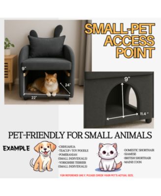 Dark Gray Bunny-Ear Pet-Friendly Armchair, Scratch-Resistant, 27.4" x 25.2" x 37.4"