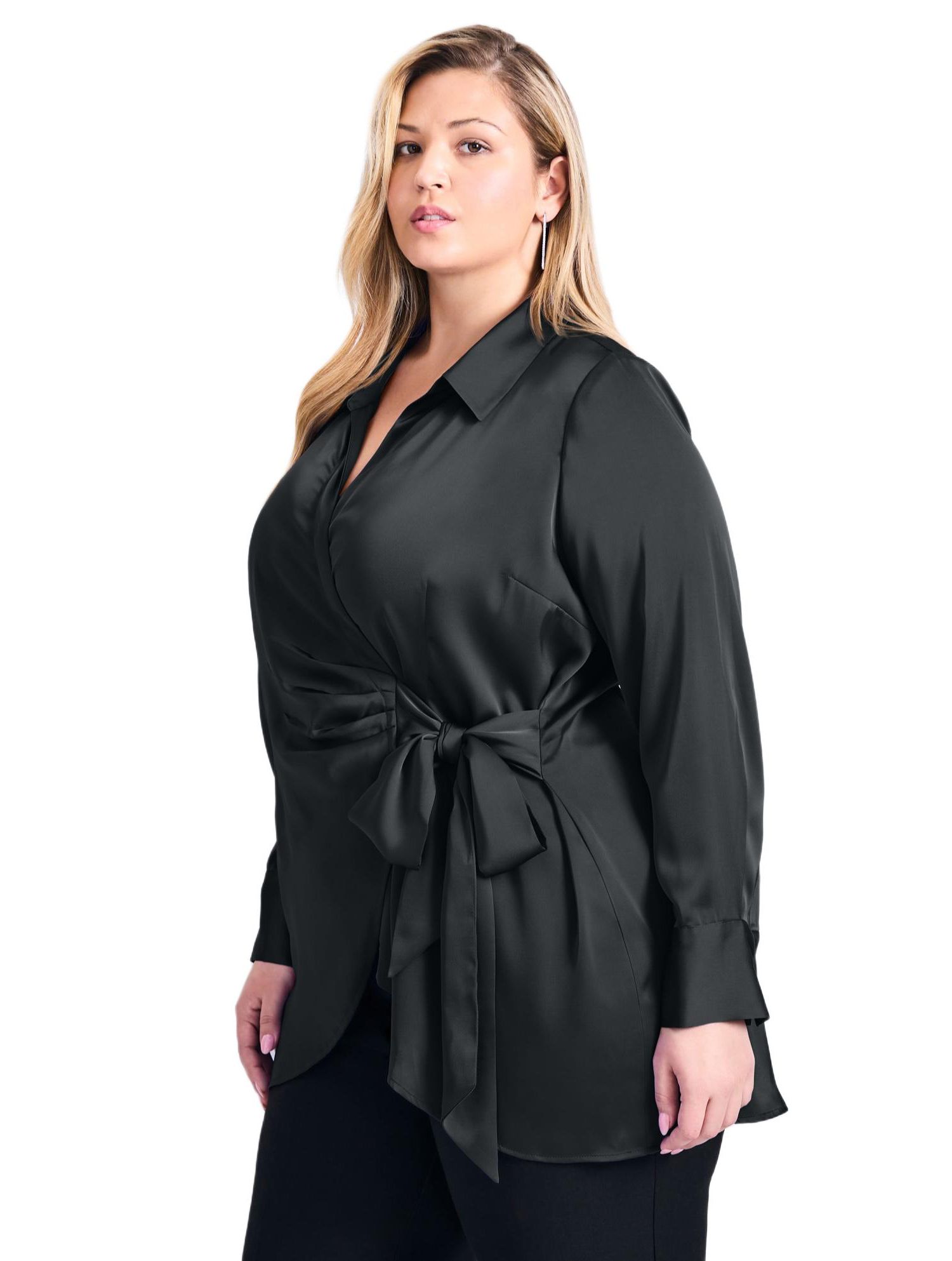 Women's Plus Size Goldi Satin Wrap Blouse