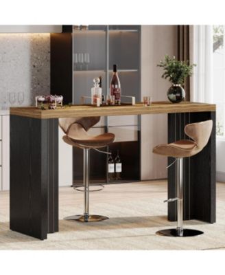 55.12 Inch Faux Marble Finished Modern Freestanding Home Bar Table
