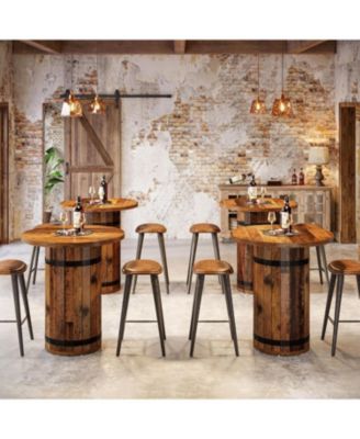 Round Bar Table, 39.4-Inch Bar Height, Bistro Pub Table for Kitchen, Living Room, Small Space