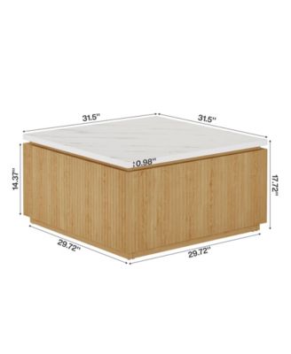 31.5" Square Coffee Table, Modern Wood Center Table Cocktail Furniture, White & Brown