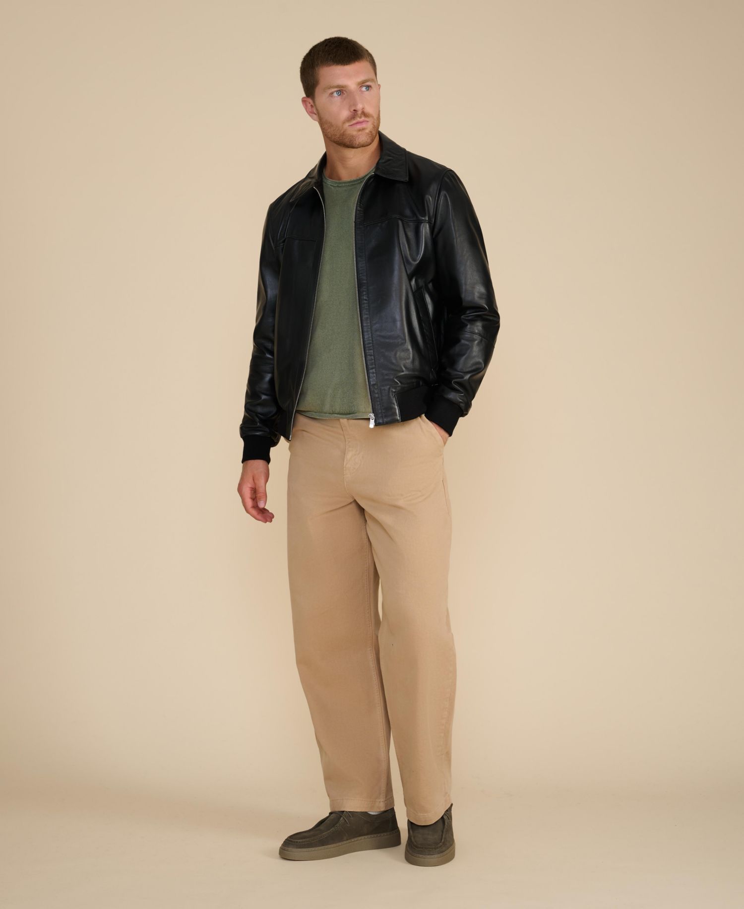Men's Mason Leather Bomber Jacket