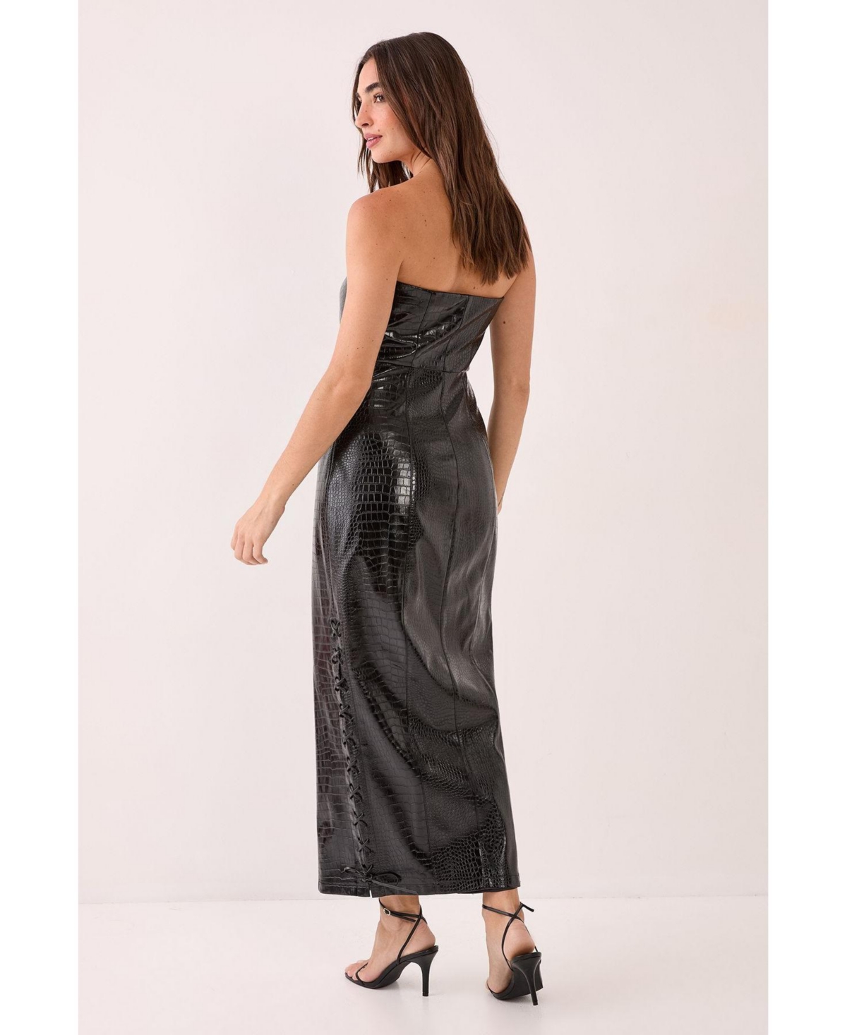 Nasty Gal Women's Croc Bandeau Lace Up Maxi Dress