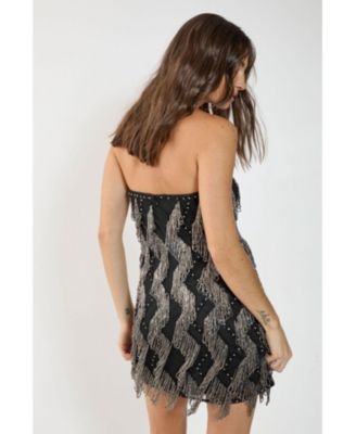 Women's Tassel Embellished Bandeau Mini Dress