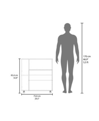 Linden Kitchen Cart with Microwave Shelf, Open Storage, and Two-Door Cabinet, Wengue