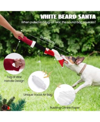 4 Pack Tag & Tug Christmas Dog Toys, No Stuffing Santa, Ginger Man, Christmas Tree & Stuffed Snowflake Tough Dog Toys