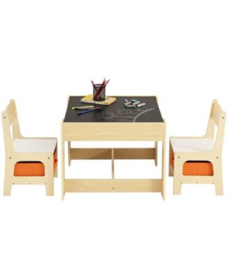 Kids Table and Chair Set Wooden Activity Table with Storage Boxes for Art and Craft