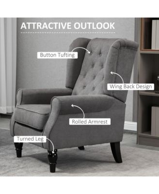 Standard Size  Fabric Upholstery Button-Tufted, Wingback, Round Arms  Accent Armchair