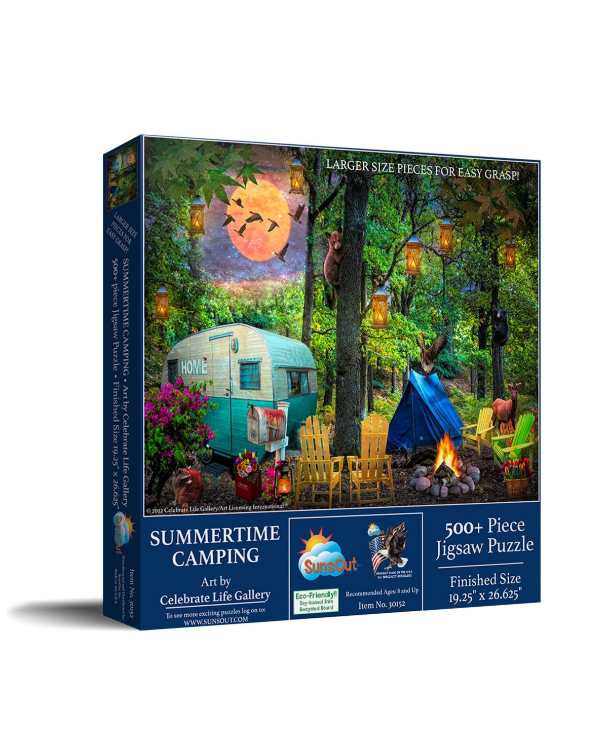 SunsOut Summertime Camping 500 piece Jigsaw Puzzle for Adults Large Pieces