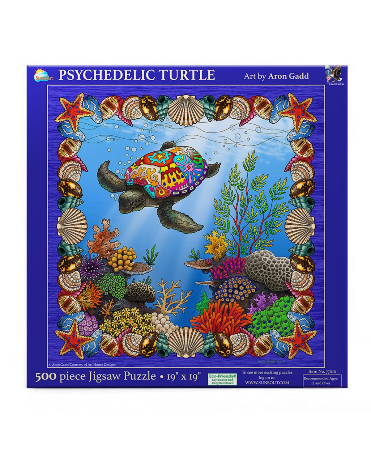 SunsOut Psychedelic Turtle 500 piece Jigsaw Puzzle for Adults
