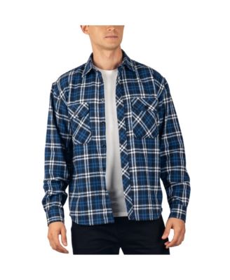 Men's Men Plaid Flannel Shirt Jacket Button Down Long Sleeve Cotton Blend Shirts