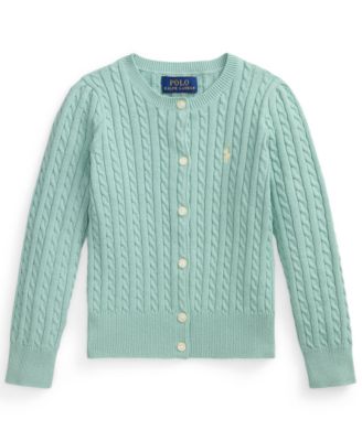 Girls' 2T-6X Mini-Cable Front-Button Cardigan