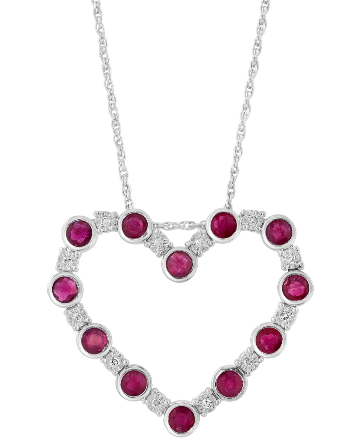 Effy Collection Ruby (1-1/6 ct. t.w.) and Diamond (1/20 ct. t.w.) Pendant Necklace in Sterling Silver