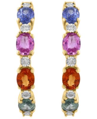 Multi Sapphire (1-7/8 ct. t.w.) and Diamond Accent Earrings in 14k Yellow Gold