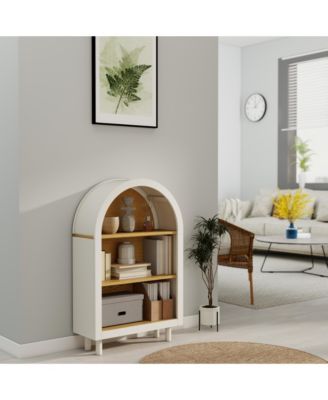 Arched 3-Tier Storage Cabinet Small Bookcase with 3 Shelves