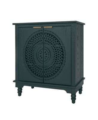 CASAINC Hollow-Carved 2 Door Accent Cabinet Sideboard Buffet Storage Cabinet with Adjustable Shelf