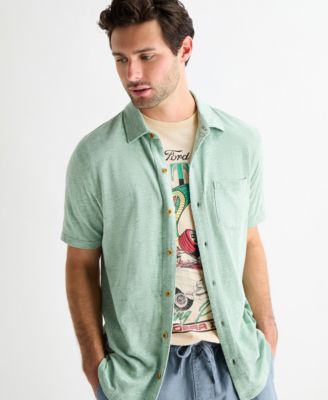 Men's Short-Sleeve Linen Knit Shirt paired with the Mustang T-shirt and Bluestone 7 Inch Linen Pull On Shorts