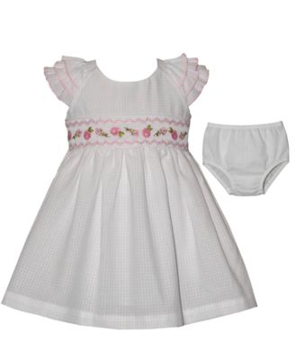 Baby Girls' Embroidered Roses Smocking Dress and Bloomers