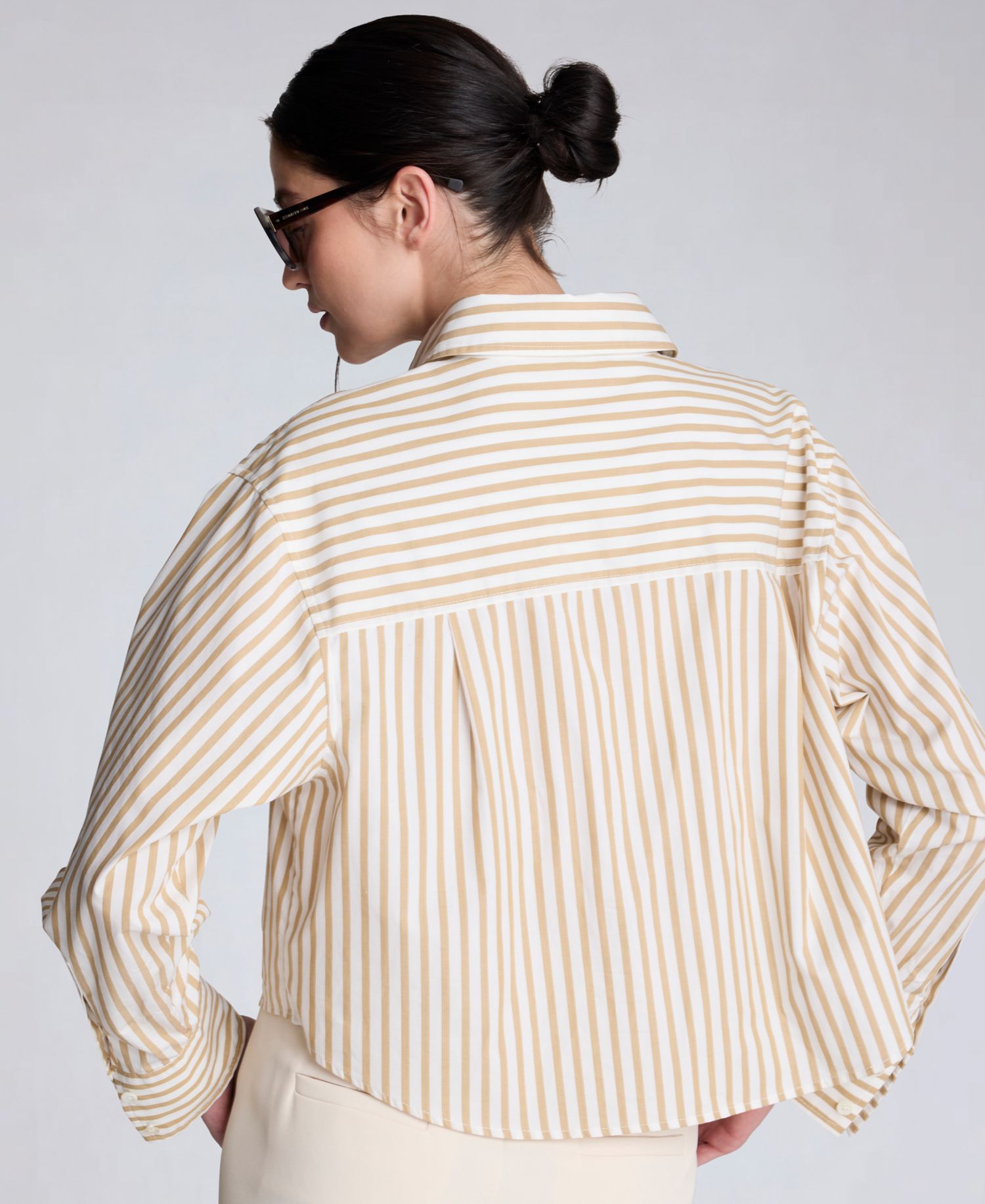 Women's Button-Front Cropped Shirt