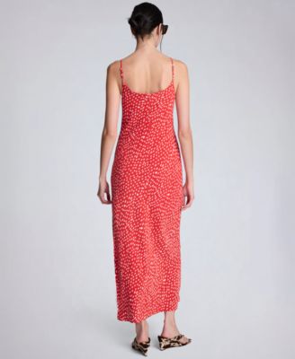 Women's Polka Dot Cowl Neck Maxi Slip Dress