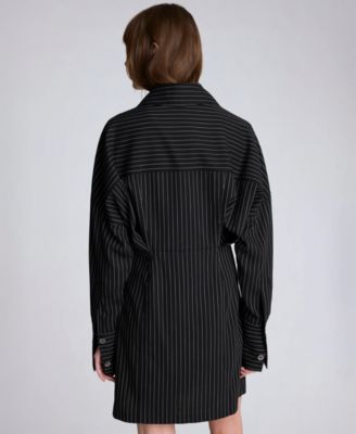 Women's Collared Pinstripe Shirt Dress
