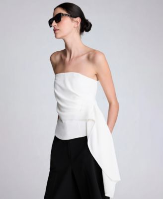 Women's Sleeveless Draped Front Bustier Crop Top