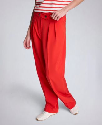 Women's Criss Cross Waist Mid Rise Trousers