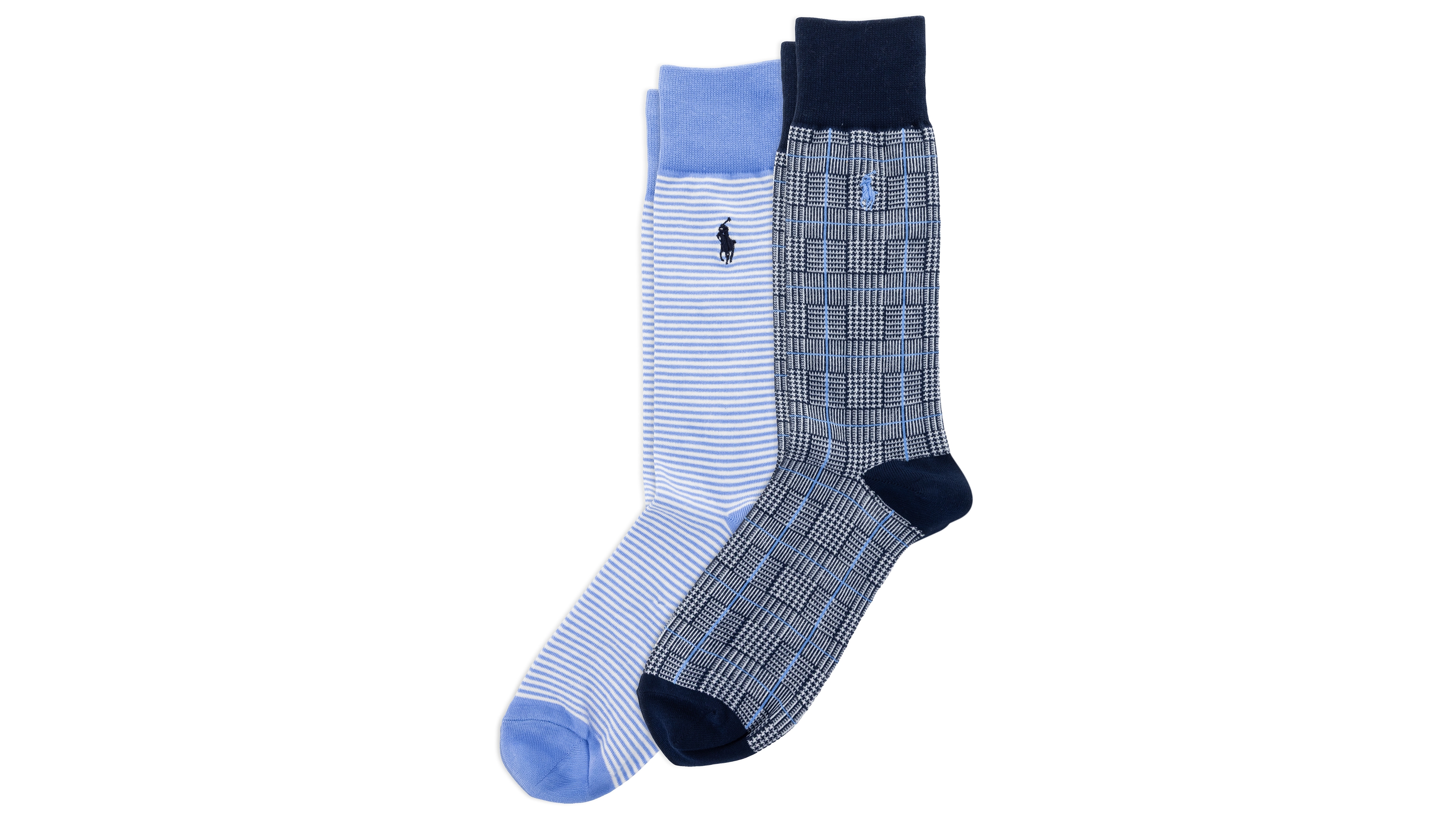 Polo Ralph Lauren Men's Hyde Park Glen Plaid and Stripe Crew Socks, 2-Pack