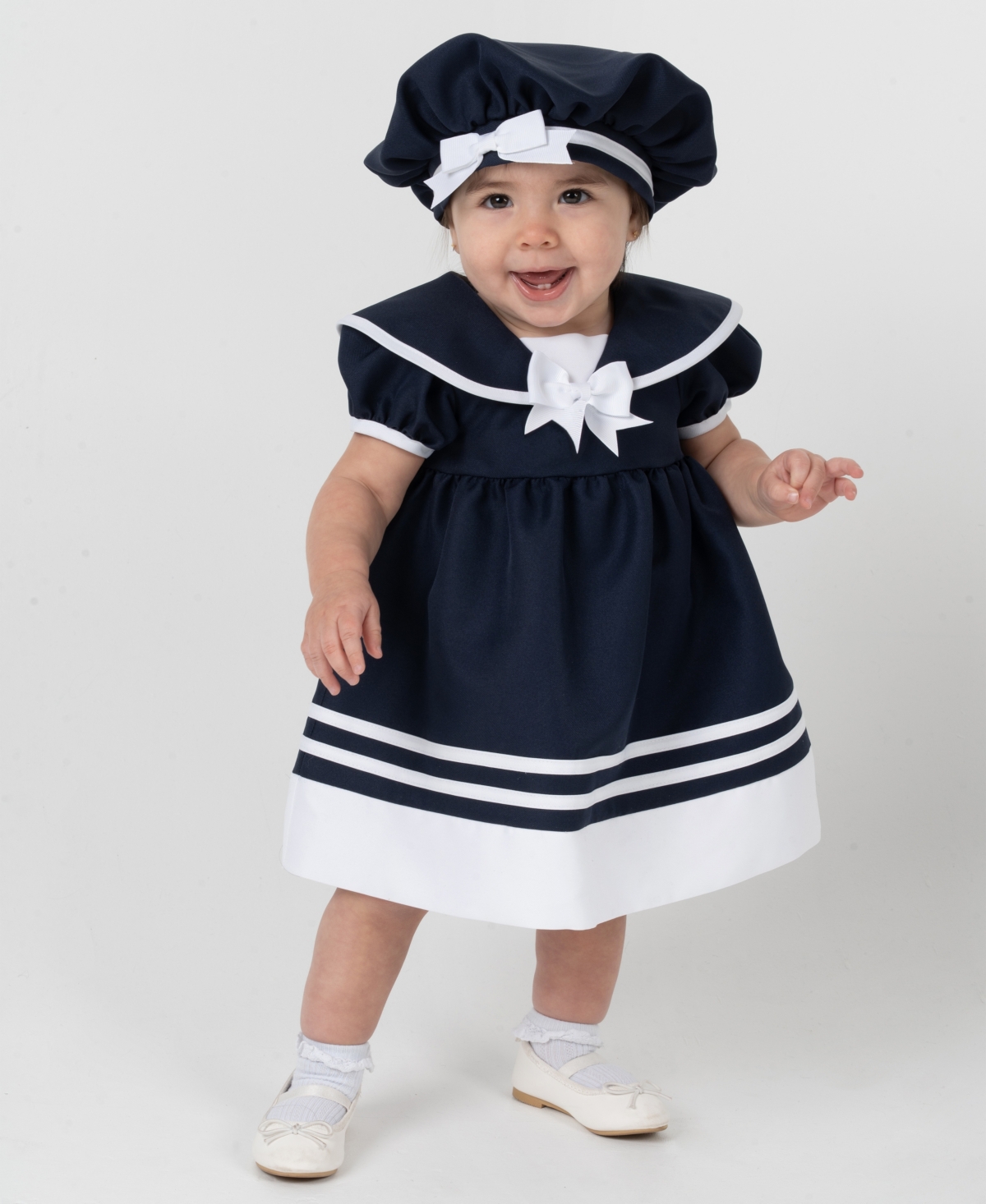 Rare Editions Baby Girls' Nautical Collar Dress, Panty and Hat, 3-Piece Set