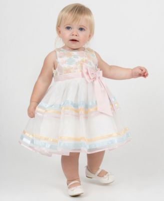 Baby Girls' 3D Floral Mesh Round Neck Dress and Panty, 2-Piece Set