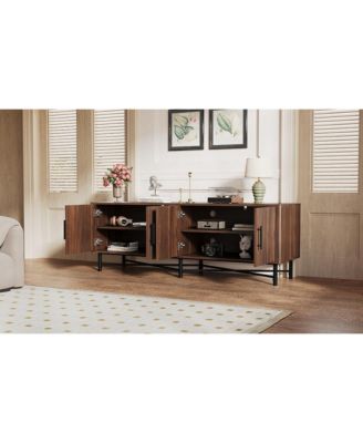 Streamdale Chestnut 4-Door TV Cabinet - Storage & Adjustable Shelves