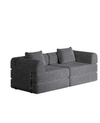 Chenille Convertible Sofa Bed with Storage Pockets & Cushions