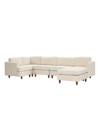 Corduroy 6-Seater Modular Sectional Sofa (Beige)