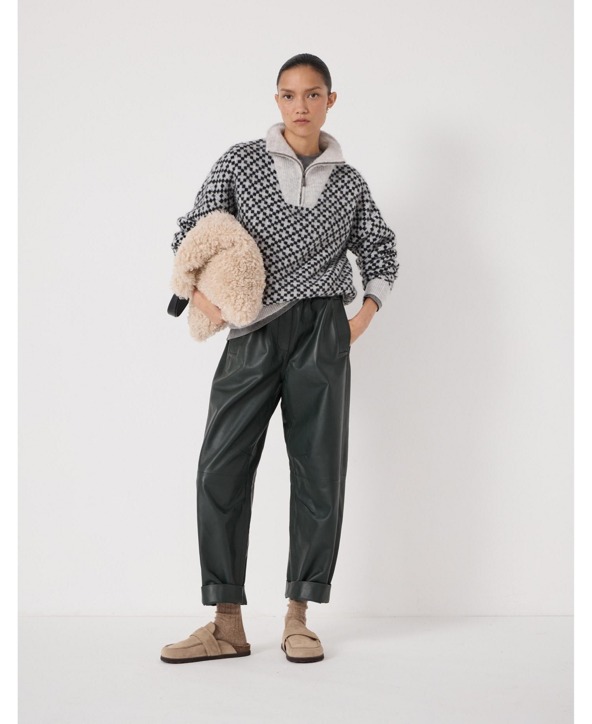 Hush Women's Juno Quarter Zip Mono Jacquard Jumper