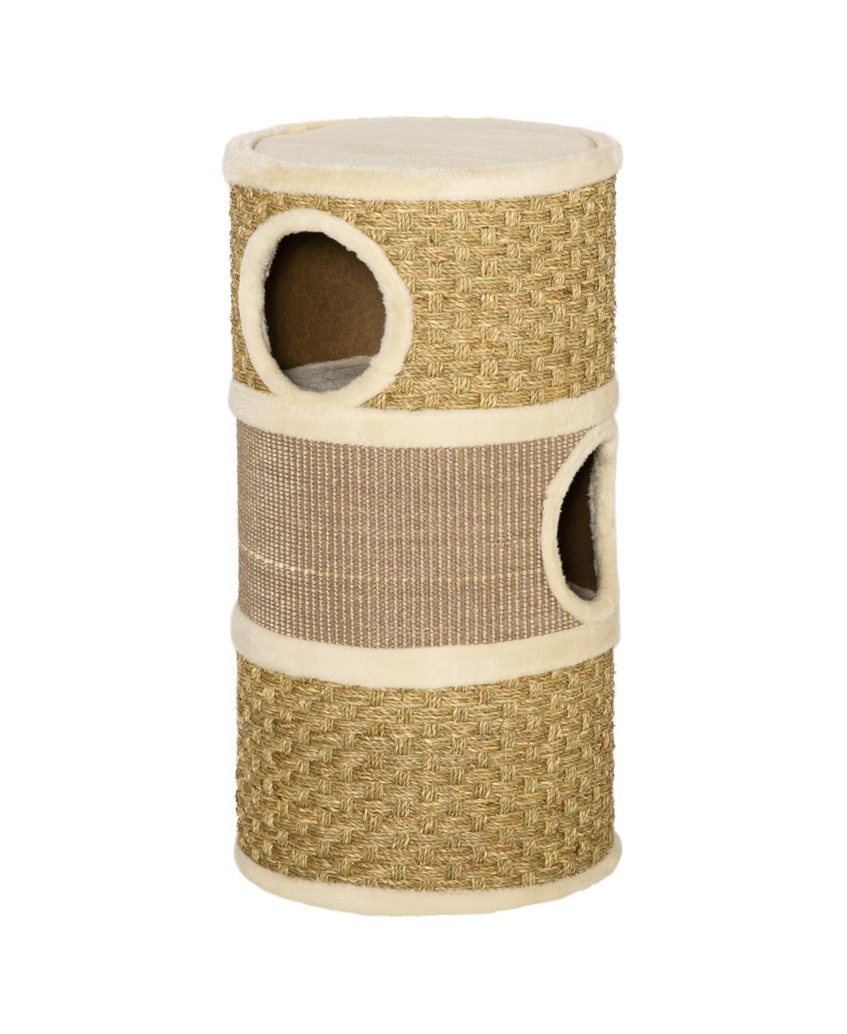 Zeus & Ruta 28 Inch 3 Tier Barrel Cat Condo with Sisal Pad