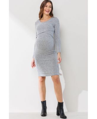 Maternity Long Sleeve Bodycon Nursing Dress