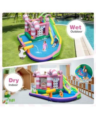 Inflatable Candy Water Park for Kids with Slide Splash Pool and Bouncy Play Zones