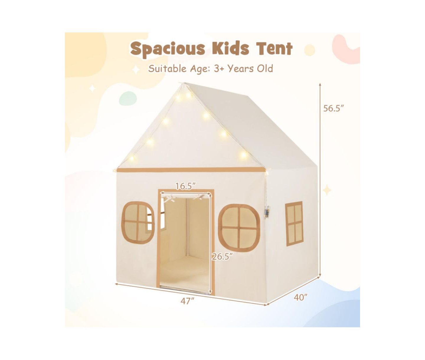 Детские игрушки HONGGE Star Lights 3-Piece Play Tent, Ages 3+, цвет: Кофейный — фото 3