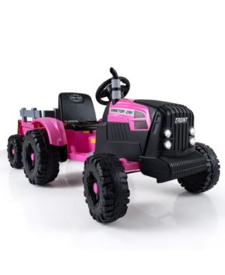 Kids 24V Ride On Tractor with Detachable Trailer Remote Control and Safety Features