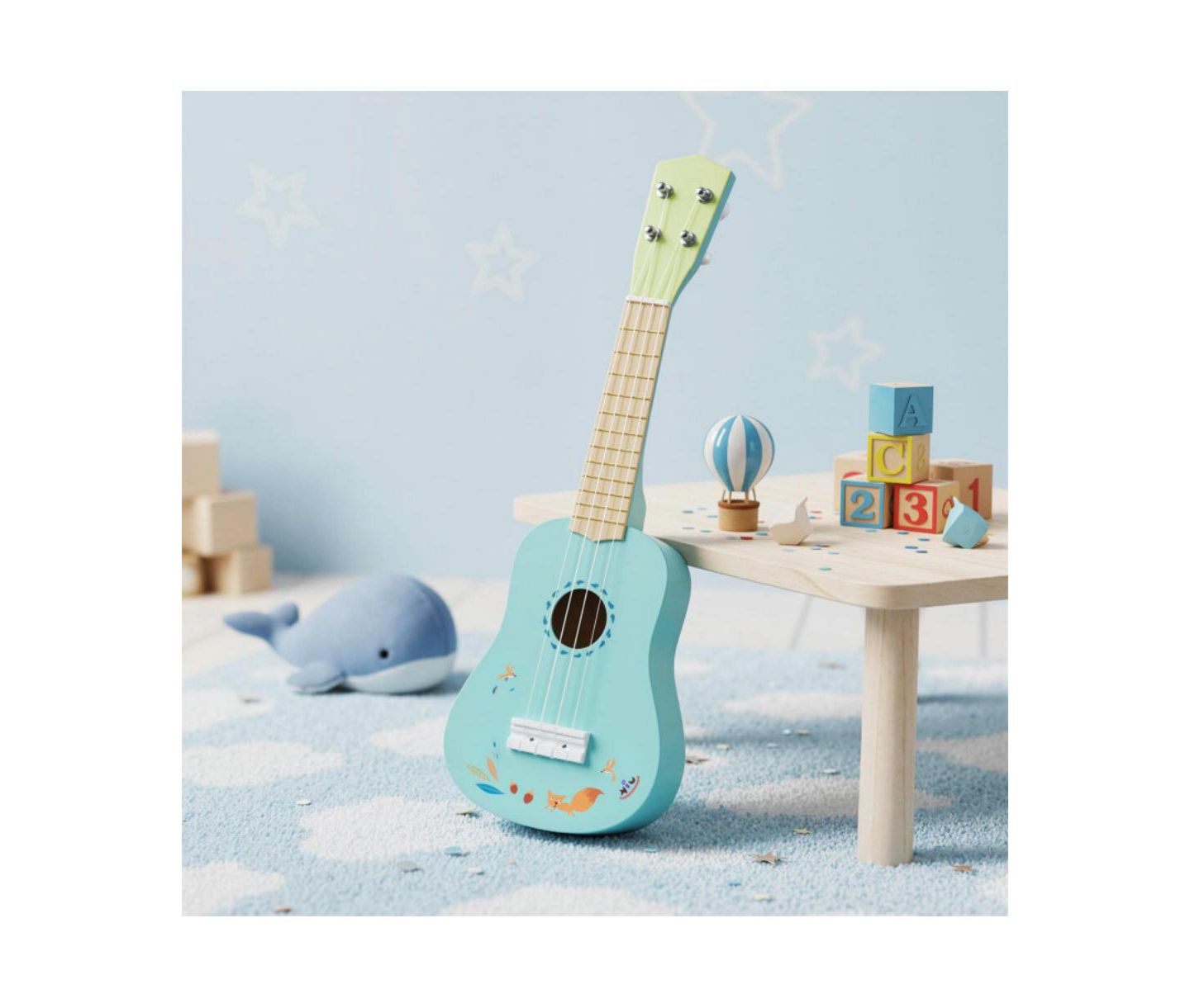 Детская игрушка HONGGE Kids Beginner Ukulele with Nylon Strings, 1-Piece Musical Toy, Ages 3+, цвет: Синий — фото 5