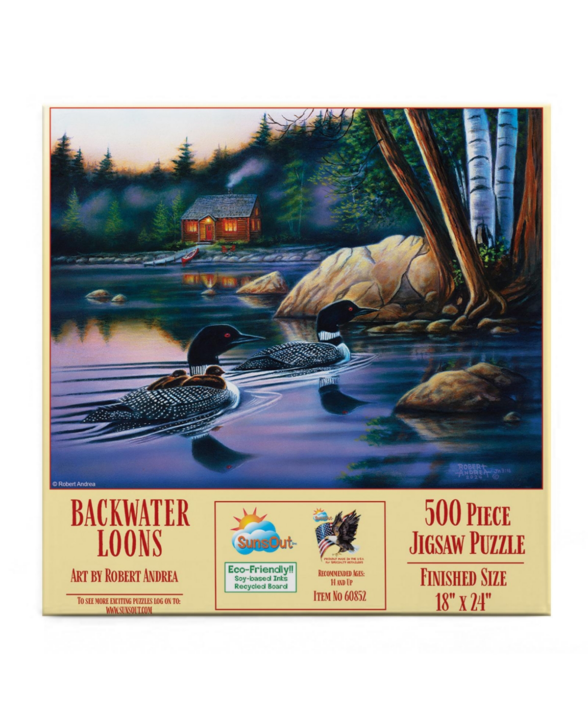 SunsOut Backwater Loons 500 piece Jigsaw Puzzle for Adults