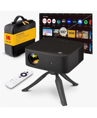FLIK X20 Full HD Smart Projector Kit with 100" Screen, Tripod, Remote, Wi-Fi, EVA Case